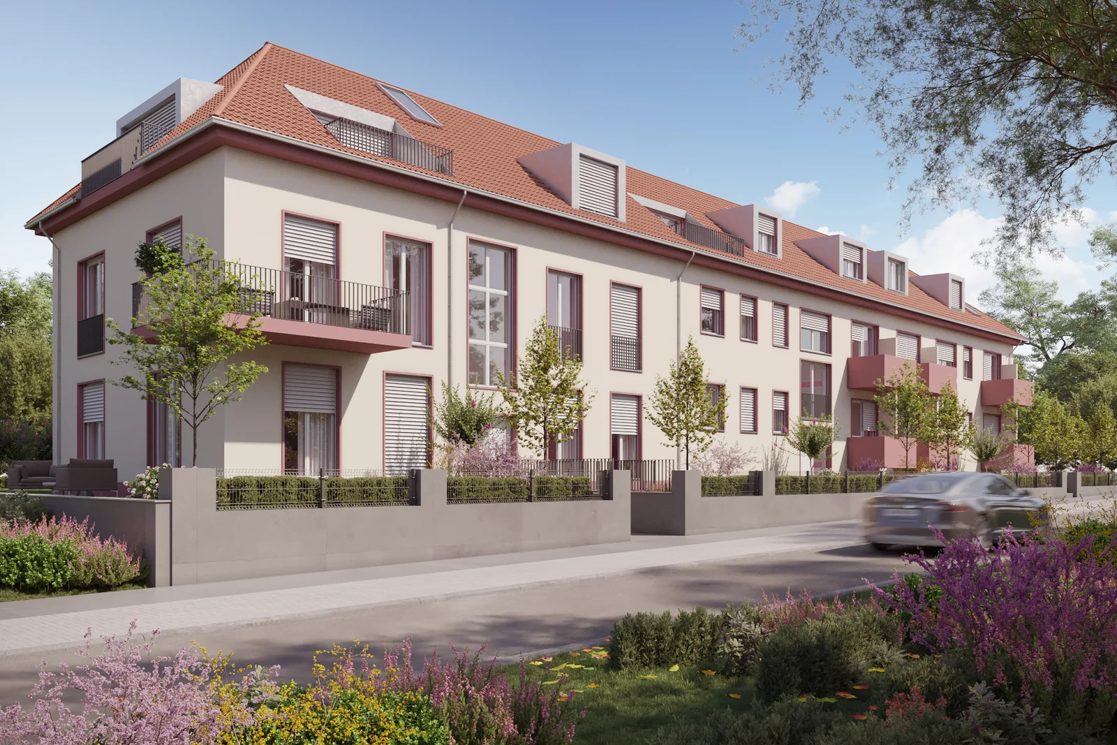 Straßenansicht des Wohnensembles